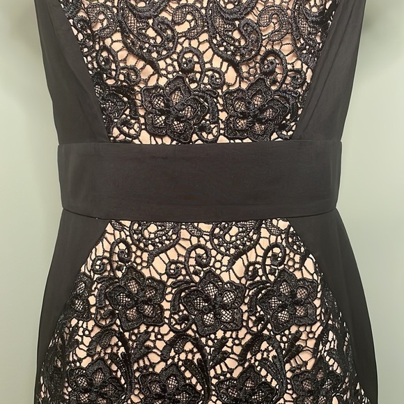 Jessica Simpson NWOT Black Lace w/ Nude Lining Cap Sleeves Women’s Dress Size 10 - Picture 3 of 13